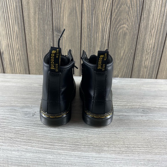 Dr Martens Kids' Black Leather Zavala Combat Lace Up Boot Size 10 - Picture 9 of 14